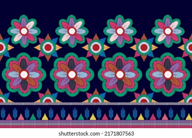 Ikat ethnic textile seamless pattern design. Tribal boho native abstract textile turkey traditional embroidery vector. Aztec fabric carpet mandala ornaments textile geometric decorations wallpaper 