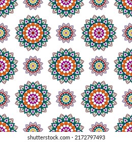 Ikat ethnic textile seamless pattern design. Tribal boho native textile turkey Indian traditional embroidery vector. Aztec fabric carpet mandala ornaments textile motif cotton decorations wallpaper 