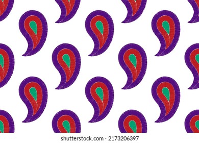 Ikat ethnic textile seamless pattern design. Tribal boho native motif textile turkey traditional embroidery vector. Aztec fabric carpet mandala ornaments abstract textile decorations wallpaper 