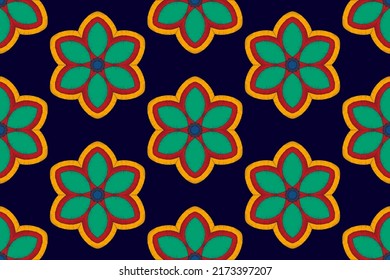 Ikat ethnic textile seamless pattern design. Tribal boho native motif textile turkey traditional embroidery vector. Aztec fabric carpet mandala ornaments abstract textile decorations wallpaper 