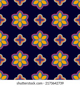 Diseño de patrones sin fisuras de la etnia Ikat. Vector de bordado tradicional de pavo textil de origen boho tribal. Moqueta de tela azteca adornos de mandala decoraciones textiles abstractas papel tapiz 