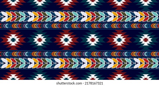 Ikat ethnic textile seamless pattern design. Aztec fabric carpet mandala ornaments textile decorations wallpaper. Motif tribal boho native turkey African American traditional embroidery vector.