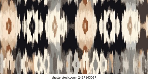 Ikat ethnic tribal,  Ethnic Ikat abstract background.boho colors seamless wallpaper. Motif ethnic handmade seamless.Illustration for greeting cards, printing and other design project.