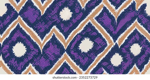 Ikat ethnic tribal, boho colors  seamless wallpaper. Ethnic Ikat abstract background art. .. Motif ethnic handmade beautiful Ikat art.  