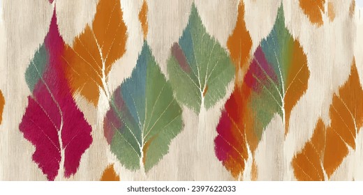 Ikat ethnic tribal, boho colors seamless wallpaper.Motif ethnic handmade beautiful Ikat seamles. Ethnic Ikat abstract background art. for greeting cards, printing and other design project.