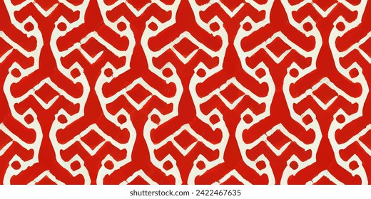 Ikat ethnic tribal, boho colors seamless wallpaper. Motif ethnic handmade beautiful Ikat art. Ethnic Ikat abstract background art. Illustration for greeting cards, printing and other design project.