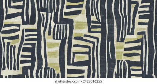 Ikat étnico tribal, colores boho fondo de pantalla sin fisuras. Motivo étnico hecho a mano hermoso arte Ikat. Ikat étnico abstracto de fondo art. Ilustración para tarjetas de felicitación, impresión y otro proyecto de diseño.