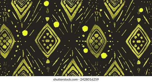 Ikat ethnic tribal, boho colors seamless wallpaper. Motif ethnic handmade beautiful Ikat art.Ethnic Ikat abstract background art.Illustration for greeting cards, printing and other design project.