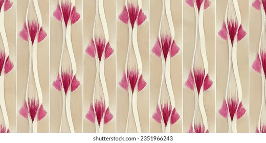 Ikat ethnic tribal, boho tie die colors  seamless wallpaper. Motif ethnic handmade beautiful Ikat art. Ethnic Ikat abstract background art. . 