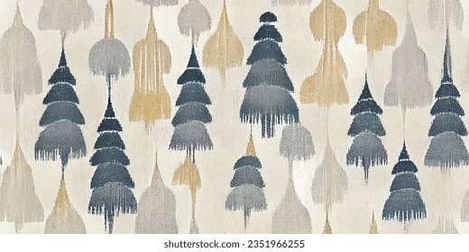 Ikat ethnic tribal, boho tie die colors  seamless wallpaper. Motif ethnic handmade beautiful Ikat art. Ethnic Ikat abstract background art. . 