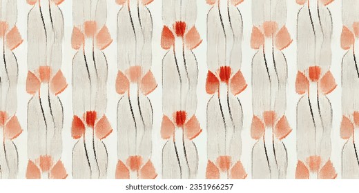 Ikat ethnic tribal, boho tie die colors  seamless wallpaper. Motif ethnic handmade beautiful Ikat art. Ethnic Ikat abstract background art. . 