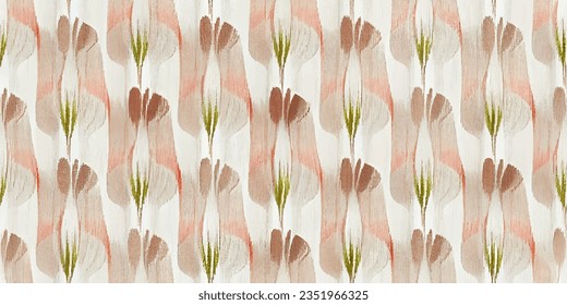 Ikat ethnic tribal, boho tie die colors  seamless wallpaper. Motif ethnic handmade beautiful Ikat art. Ethnic Ikat abstract background art. . 