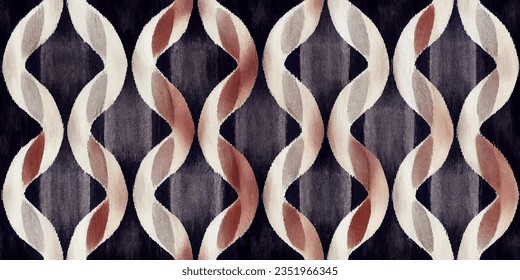 Ikat ethnic tribal, boho tie die colors  seamless wallpaper. Motif ethnic handmade beautiful Ikat art. Ethnic Ikat abstract background art. . 