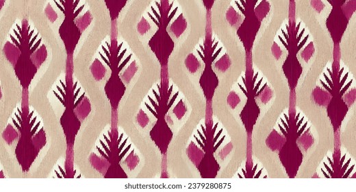 Ikat ethnic tribal, handmade beautiful Ikat art.boho colors seamless wallpaper. Ethnic Ikat abstract background art. llustration for greeting cards, printing and other design project.