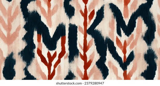 Ikat ethnic tribal, handmade beautiful Ikat art.boho colors seamless wallpaper. Ethnic Ikat abstract background art. llustration for greeting cards, printing and other design project.