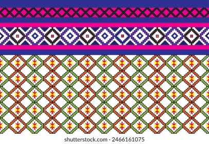 Ikat ethnic tribal ,handmade native pattern motif. Ethnic ikat abstrack background art.Ikat geometric  ethnic oriental seamless pattern.Design for fabric pattern , textile and other project.