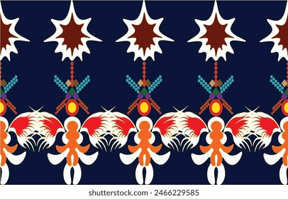 Ikat ethnic tribal ,handmade native pattern motif. Ethnic ikat abstrack background art.Ikat geometric  ethnic oriental seamless pattern.Design for fabric pattern , textile ,printing and other project.