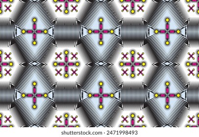 Ikat ethnic tribal ,handmade native pattern motif. Ethnic ikat abstrack background art.Ikat geometric  ethnic oriental seamless pattern.Design for fabric pattern , textile ,printing and other project.
