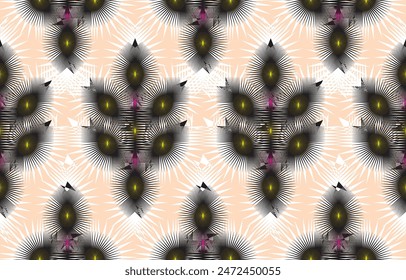 Ikat ethnic tribal ,handmade native pattern motif. Ethnic ikat abstrack background art.Ikat geometric  ethnic oriental seamless pattern.Design for fabric pattern , textile ,printing and other project.