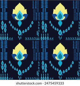 Ikat ethnic tribal ,handmade native pattern motif. Ethnic ikat abstract background art.Ikat geometric  ethnic oriental seamless pattern.Design for fabric pattern , textile ,printing and other project.
