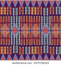 Ikat ethnic tribal ,handmade native pattern motif. Ethnic ikat abstract background art.Ikat geometric  ethnic oriental seamless pattern.Design for fabric pattern , textile ,printing and other project.