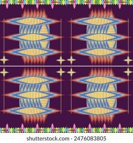 Ikat ethnic tribal ,handmade native pattern motif. Ethnic ikat abstract background art.Ikat geometric  ethnic oriental seamless pattern.Design for fabric pattern , textile ,printing and other project.