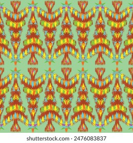 Ikat ethnic tribal ,handmade native pattern motif. Ethnic ikat abstract background art.Ikat geometric  ethnic oriental seamless pattern.Design for fabric pattern , textile ,printing and other project.