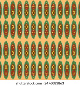 Ikat ethnic tribal ,handmade native pattern motif. Ethnic ikat abstract background art.Ikat geometric  ethnic oriental seamless pattern.Design for fabric pattern , textile ,printing and other project.