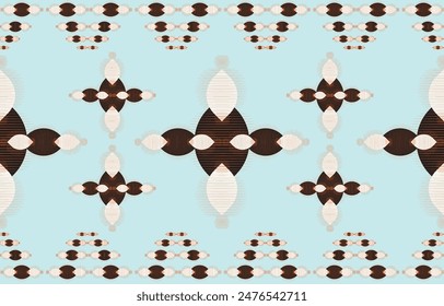 Ikat ethnic tribal ,handmade native pattern motif. Ethnic ikat abstract background art.Ikat geometric  ethnic oriental seamless pattern.Design for fabric pattern , textile ,printing and other project.