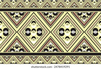 Ikat ethnic tribal ,handmade native pattern motif. Ethnic ikat abstract background art.Ikat geometric  ethnic oriental seamless pattern.Design for fabric pattern , textile ,printing and other project.