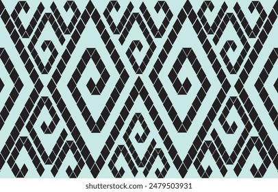 Ikat ethnic tribal ,handmade native pattern motif. Ethnic ikat abstract background art.Ikat geometric  ethnic oriental seamless pattern.Design for fabric pattern , textile ,printing and other project.