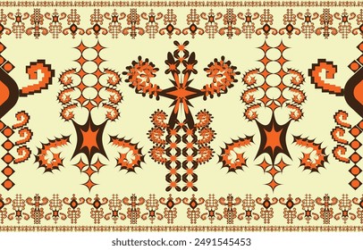 Ikat ethnic tribal ,handmade native pattern motif. Ethnic ikat abstract background art.Ikat geometric  ethnic oriental seamless pattern.Design for fabric pattern , textile ,printing and other project.