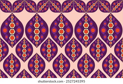 Ikat ethnic tribal ,handmade native pattern motif. Ethnic ikat abstract background art.Ikat geometric  ethnic oriental seamless pattern.Design for fabric pattern , textile ,printing and other project.