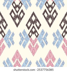 Ikat ethnic tribal ,handmade native pattern motif. Ethnic ikat abstract background art.Ikat geometric  ethnic oriental seamless pattern.Design for fabric pattern , textile ,printing and ikat pattern.