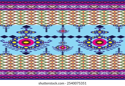 Ikat ethnic tribal ,handmade native pattern motif. Ethnic ikat abstract background art.Ikat geometric  ethnic oriental seamless pattern.Design for fabric pattern , textile ,printing and ikat pattern.