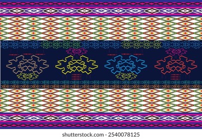 Ikat ethnic tribal ,handmade native pattern motif. Ethnic ikat abstract background art.Ikat geometric  ethnic oriental seamless pattern.Design for fabric pattern , textile ,printing and ikat pattern.