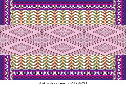 Ikat ethnic tribal ,handmade native pattern motif. Ethnic ikat abstract background art.Ikat geometric  ethnic oriental seamless pattern.Design for fabric pattern , textile ,printing and ikat pattern.