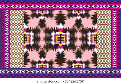 Ikat ethnic tribal ,handmade native pattern motif. Ethnic ikat abstract background art.Ikat geometric  ethnic oriental seamless pattern.Design for fabric pattern , textile ,printing and ikat pattern.