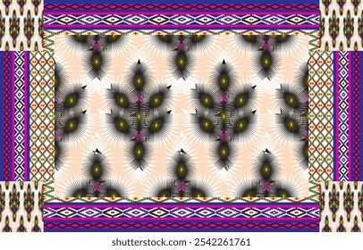 Ikat ethnic tribal ,handmade native pattern motif. Ethnic ikat abstract background art.Ikat geometric  ethnic oriental seamless pattern.Design for fabric pattern , textile ,printing and ikat pattern.