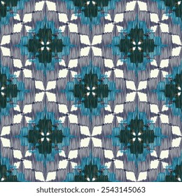 Ikat étnica tribal, padrão nativo artesanal. Etnia ikat abstrato fundo art.Ikat geométrica étnica oriental sem emenda pattern.Design para padrão de tecido, têxtil, impressão e padrão ikat.