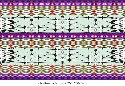 Ikat étnica tribal, padrão nativo artesanal. Etnia ikat abstrato fundo art.Ikat geométrica étnica oriental sem emenda pattern.Design para padrão de tecido, têxtil, impressão e padrão ikat.