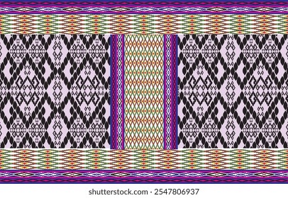 Ikat ethnic tribal ,handmade native pattern motif. Ethnic ikat abstract background art.Ikat geometric  ethnic oriental seamless pattern.Design for fabric pattern , textile ,printing and ikat pattern.