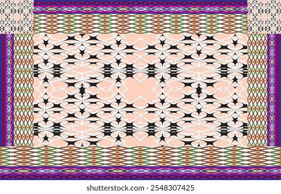 Ikat ethnic tribal ,handmade native pattern motif. Ethnic ikat abstract background art.Ikat geometric  ethnic oriental seamless pattern.Design for fabric pattern , textile ,printing and ikat pattern.