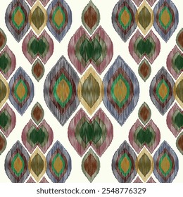 Ikat ethnic tribal ,handmade native pattern motif. Ethnic ikat abstract background art.Ikat geometric  ethnic oriental seamless pattern.Design for fabric pattern , textile ,printing and ikat pattern.