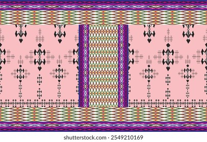 Ikat ethnic tribal ,handmade native pattern motif. Ethnic ikat abstract background art.Ikat geometric  ethnic oriental seamless pattern.Design for fabric pattern , textile ,printing and ikat pattern.