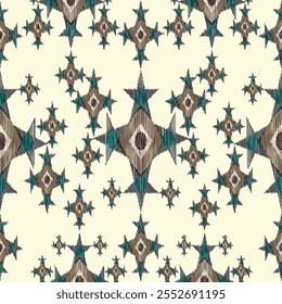 Ikat ethnic tribal ,handmade native pattern motif. Ethnic ikat abstract background art.Ikat geometric  ethnic oriental seamless pattern.Design for fabric pattern , textile ,printing and ikat pattern.
