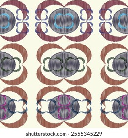 Ikat ethnic tribal ,handmade native pattern motif. Ethnic ikat abstract background art.Ikat geometric  ethnic oriental seamless pattern.Design for fabric pattern , textile ,printing and ikat pattern.