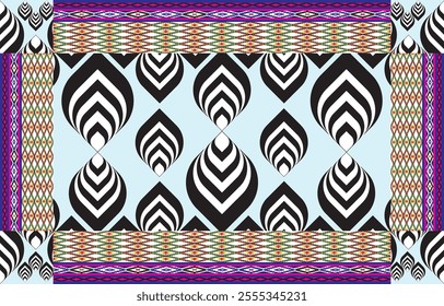 Ikat ethnic tribal ,handmade native pattern motif. Ethnic ikat abstract background art.Ikat geometric  ethnic oriental seamless pattern.Design for fabric pattern , textile ,printing and ikat pattern.