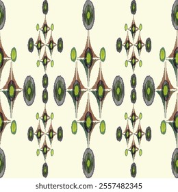 Ikat ethnic tribal ,handmade native pattern motif. Ethnic ikat abstract background art.Ikat geometric  ethnic oriental seamless pattern.Design for fabric pattern , textile ,printing and ikat pattern.