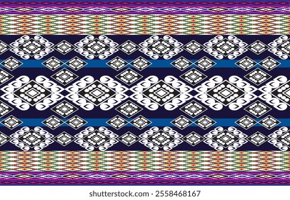Ikat ethnic tribal ,handmade native pattern motif. Ethnic ikat abstract background art.Ikat geometric  ethnic oriental seamless pattern.Design for fabric pattern , textile ,printing and ikat pattern.